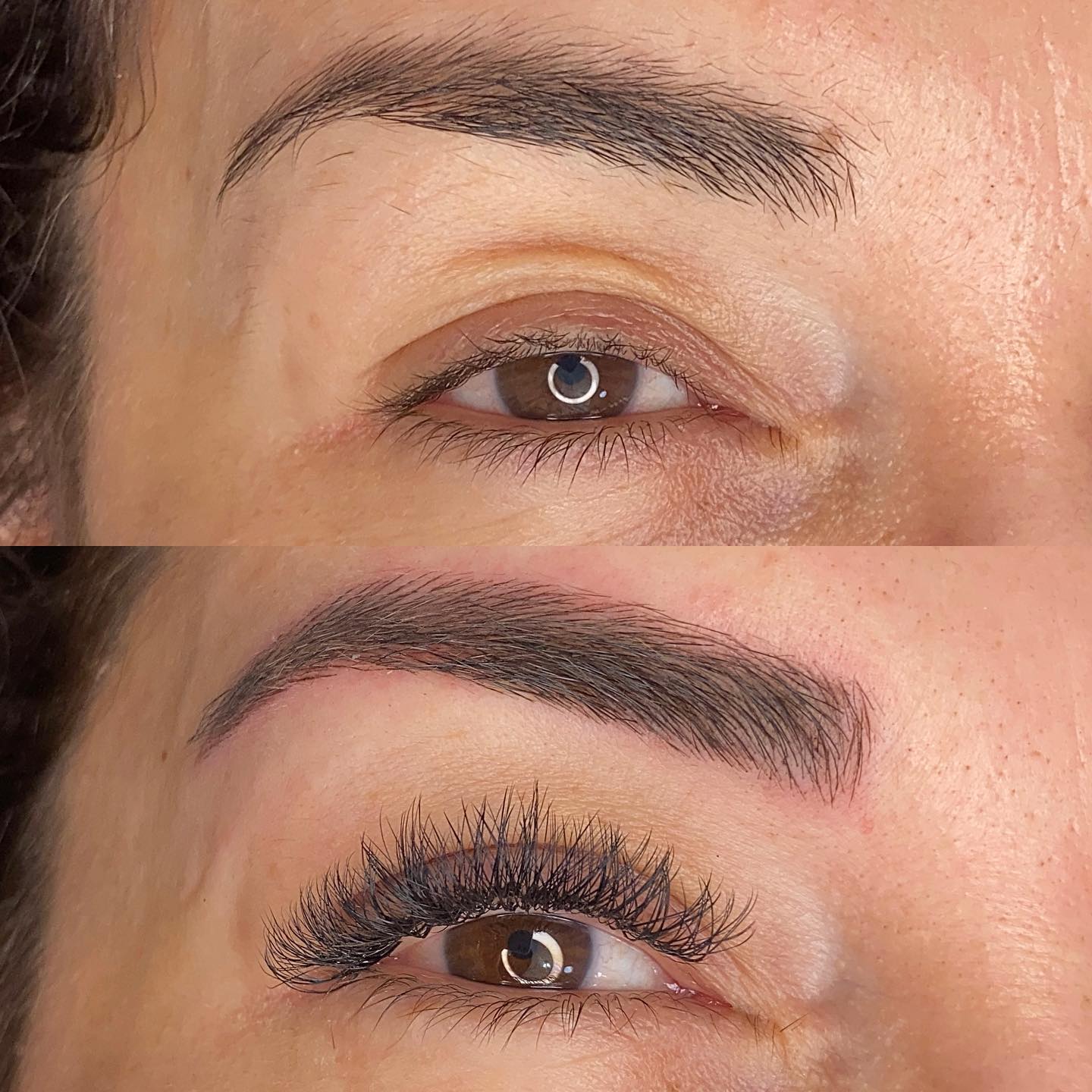 Antes e depois de extensão de cílios — exemplo 6